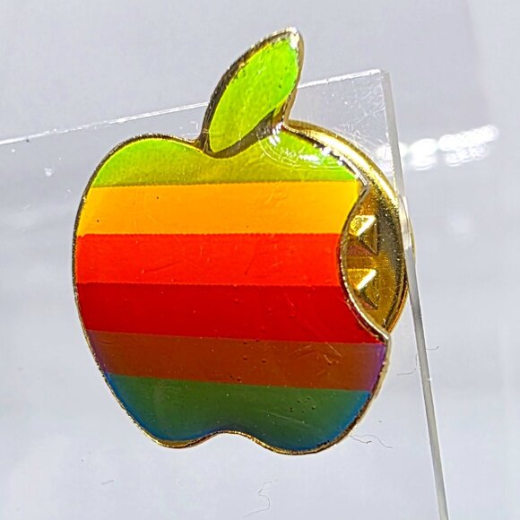 Vintage 1983 Apple Computer Rainbow Logo Apple Lapel Tie Pin - Picture 5 of 8